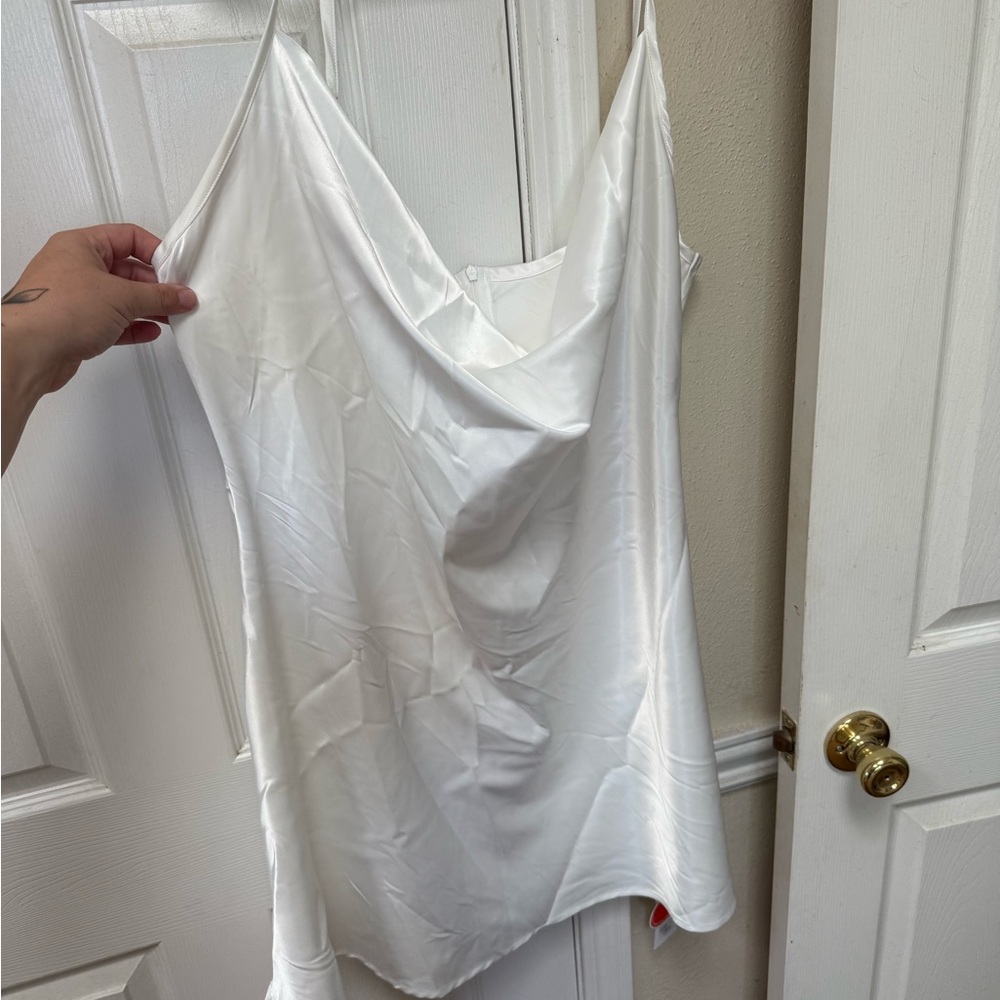 Cider White Satin Dress